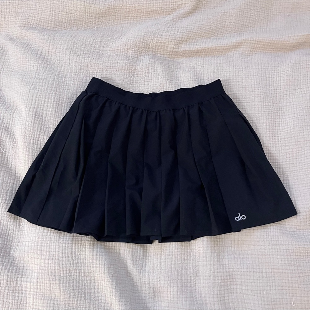 Alo yoga black varsity tennis skirt - large